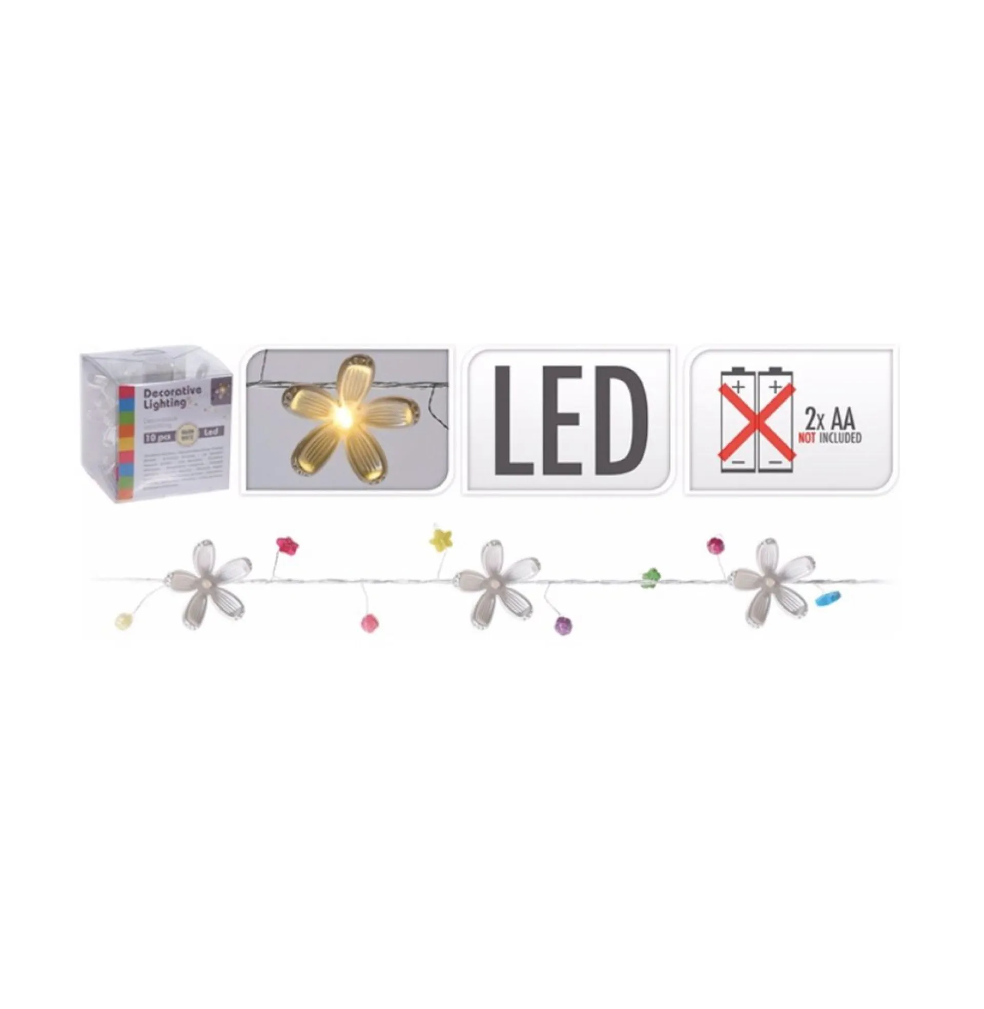 * Bloemen String Lights With Safari Multicolour 10X Led Licht (170Cm) Store