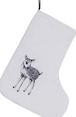 Bloomingville Kerstsokken> Kerstsok Wit Met Hertje H: 50 Cm, B: 40 Cm