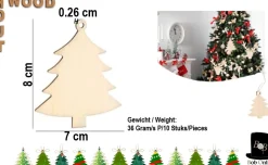 Bob Online ™ - 10 Stuks - Houten Kerstboom Vormen - Kerstversiering - Kersttafelversiering – Kerstboomversiering – 10 Pcs – Wooden Christmas Tree Shapes – Christmas Tree Decorations – Diy Kerst Slinger Maken – Houten Kerstboom Cadeau Label + Jutekoord Clearance