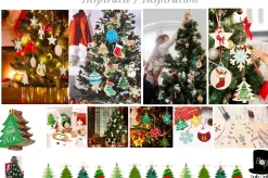 Bob Online ™ - 10 Stuks - Houten Kerstboom Vormen - Kerstversiering - Kersttafelversiering – Kerstboomversiering – 10 Pcs – Wooden Christmas Tree Shapes – Christmas Tree Decorations – Diy Kerst Slinger Maken – Houten Kerstboom Cadeau Label + Jutekoord Clearance