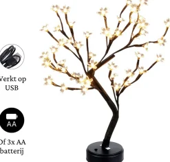 Merkloos Bonsai - Kerstbloesem - Led Kerstboom - Warm Wit - 48 Led - Licht Boom Warm Wit - Led Boom Binnen - 50Cm Store