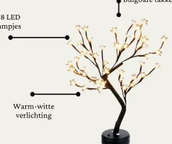 Merkloos Bonsai - Kerstbloesem - Led Kerstboom - Warm Wit - 48 Led - Licht Boom Warm Wit - Led Boom Binnen - 50Cm Store