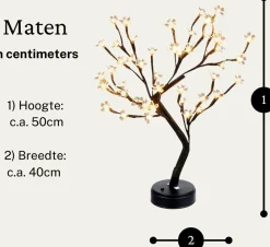 Merkloos Bonsai - Kerstbloesem - Led Kerstboom - Warm Wit - 48 Led - Licht Boom Warm Wit - Led Boom Binnen - 50Cm Store