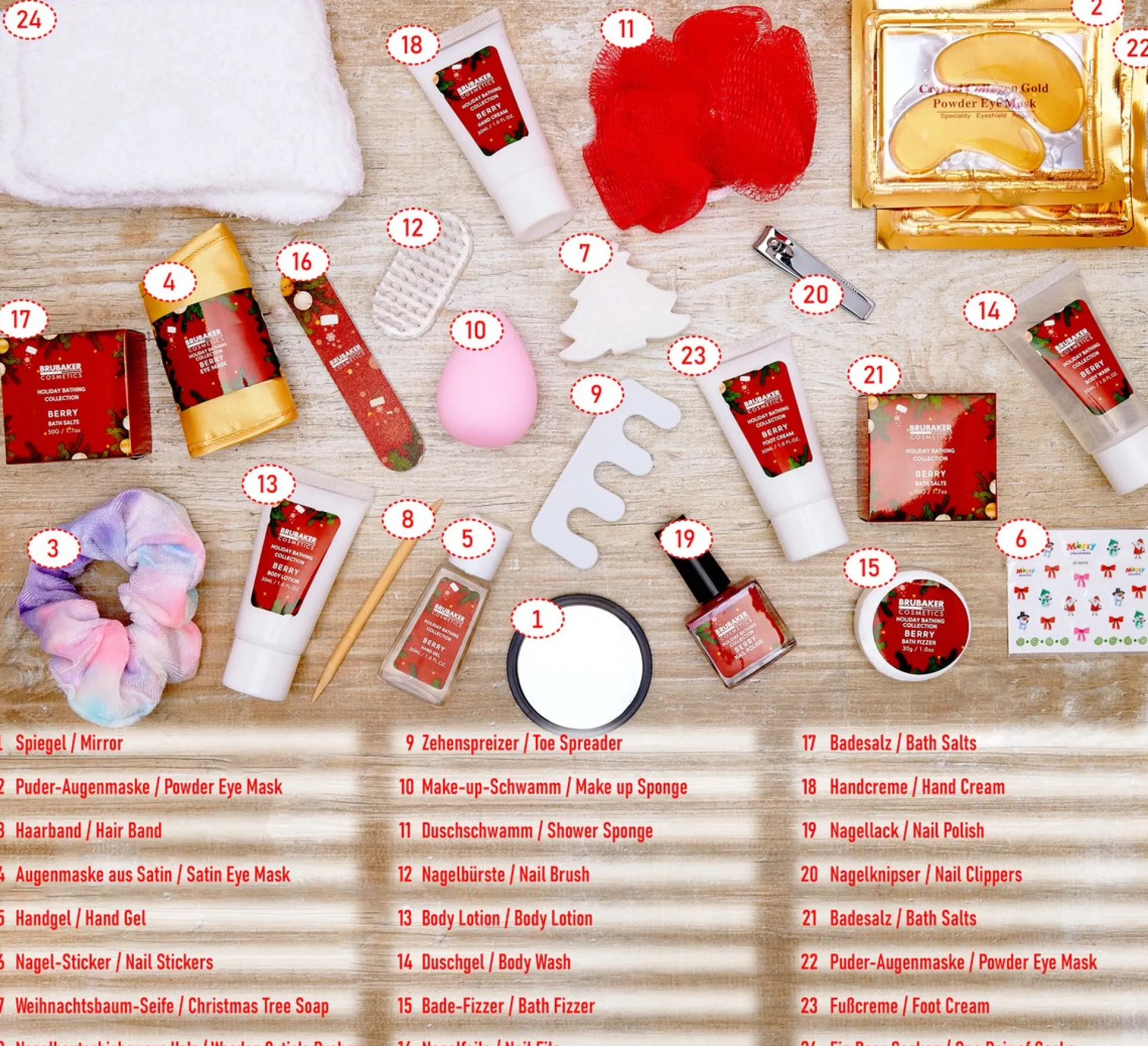 Brubaker Cosmetics Beauty Advent Kalender 2023 - De Xxl Wellness Kerstkalender Voor Vrouwen En Meisjes - 24 X Lichaamsverzorging Producten & Spa Accessoires - Red Online