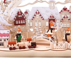 Brubaker Kerststallen></noscript> 3D Led-Lichtboog, Lichtboog, Winterlandschap Met Oude Stad, Led-Verlichting, Natuurlijk Hout, 43,5 X 27 X 10,1 Cm, Handgeschilderd