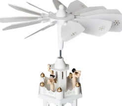 Brubaker Kerststallen></noscript> Kerstpiramide Houten Piramide - Wit - 4 Niveaus - 60 Cm Hoogte - Handbeschilderde Figuren