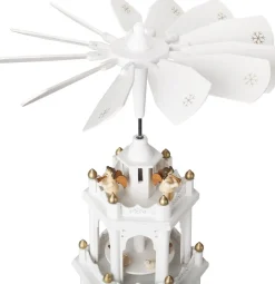 Brubaker Kerststallen> Kerstpiramide Houten Piramide - Wit - 3 Niveaus - 45 Cm Hoogte - Handbeschilderde Figuren