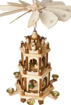 Brubaker Kerststallen> Kerstpiramide Houten Piramide - Natuur - 3 Niveaus - 45 Cm Hoogte - Handbeschilderde Figuren