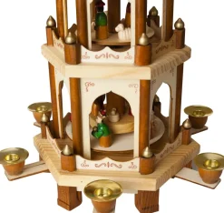 Brubaker Kerststallen></noscript> Kerstpiramide Houten Piramide - Natuur - 3 Niveaus - 45 Cm Hoogte - Handbeschilderde Figuren