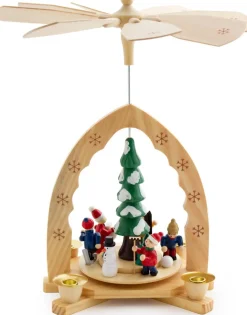 Brubaker Kerststallen> 1-Verdieping Houten Kerstpiramide - 30 Cm - Kerstboom Met Winterlandschap