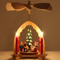 Brubaker Kerststallen></noscript> 1-Verdieping Houten Kerstpiramide - 30 Cm - Kerstboom Met Winterlandschap