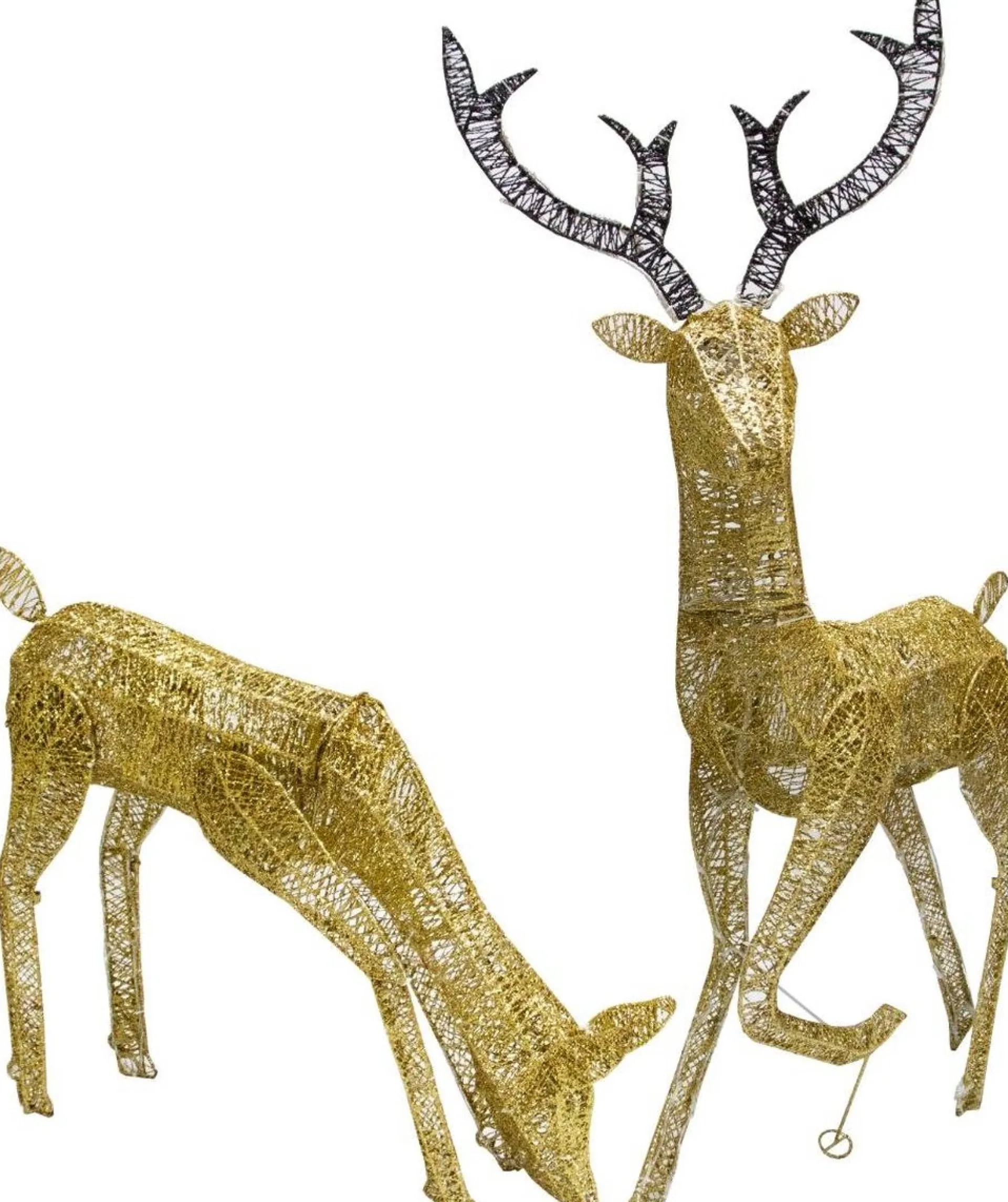 MonsterShop Bundel: Lichtgevend Rendier En Hert Verlichte Kerstfiguren - 12 Meter Lange Stroomsnoeren - Kerstdecoraties Kerst Versieringen Buiten Hot