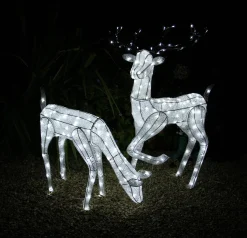 MonsterShop Bundel: Lichtgevend Rendier En Hert - Verlichte Kerstfiguren - 12 Meter Lange Stroomsnoeren - Gratis Bevestiginskits Flash Sale