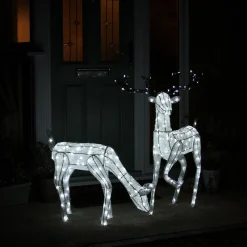 MonsterShop Bundel: Lichtgevend Rendier En Hert - Verlichte Kerstfiguren - 12 Meter Lange Stroomsnoeren - Gratis Bevestiginskits Flash Sale