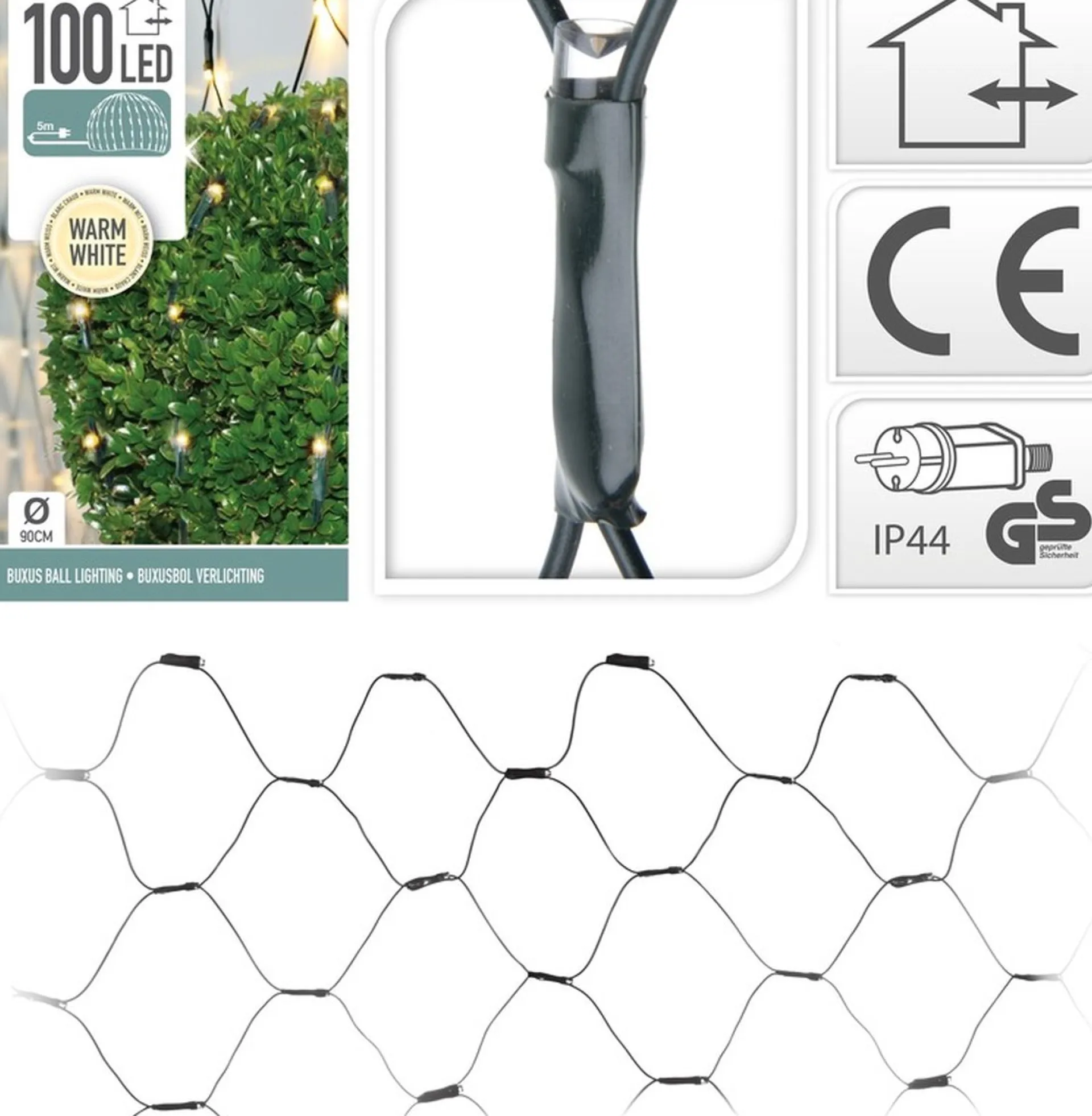 Merkloos Buxus Kerstverlichting - Lichtnet - Warm Wit - 90 X 90 Cm - 100 Led Store