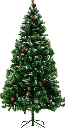 Merkloos Casaria Kerstboom 180Cm Pvc – Sneeuw Effect Denneappels - Groen-Wit Sale