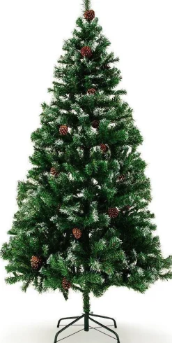 Merkloos Casaria Kerstboom 180Cm Pvc – Sneeuw Effect Denneappels - Groen-Wit Sale