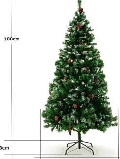 Merkloos Casaria Kerstboom 180Cm Pvc – Sneeuw Effect Denneappels - Groen-Wit Sale