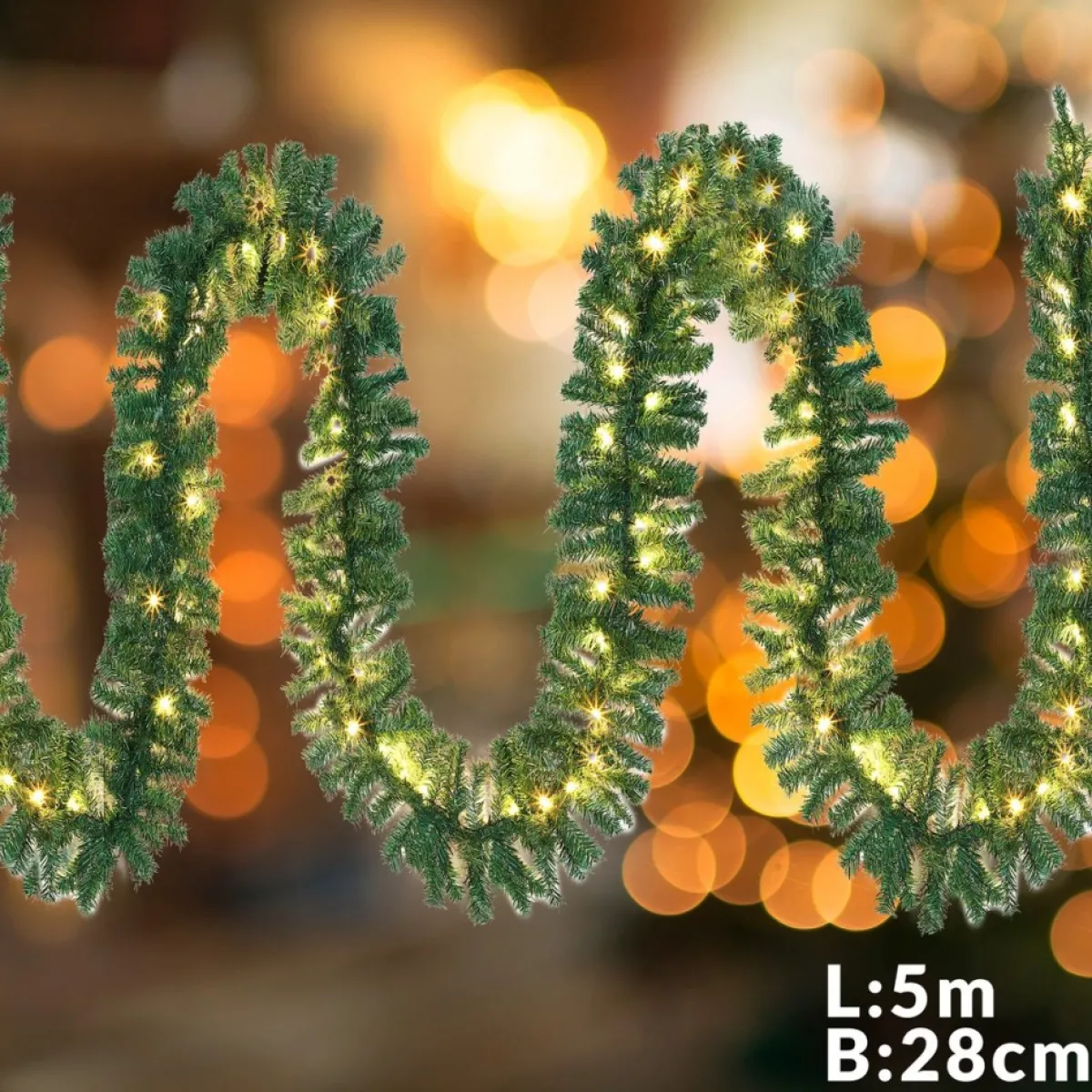 Casaria Guirlandes> Kerstguirlande - 10 M Incl. 5 M Stroomkabel - 100 Led