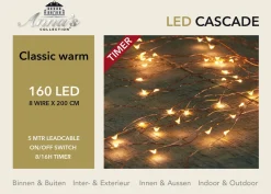 Anna's Collection Cascade Draadverlichting Lichtsnoer Met 160 Lampjes Classic Warm Wit Met 8 Lichtdraden - Lichtsnoeren - Kerstverlichting Hot