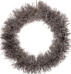 CBD Kerstkransen> Rotan Krans Zwart/Sneeuw - Kerstverlichting - 40 Cm Warm Wit 30 Led