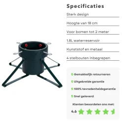 Cheqo ® Kerstboomstandaard Met Waterreservoir - Kerstboomvoet Voor Bomen Tot 2 Meter - Kerstboom Standaard - Kerstboom Voet - 1.8 Liter Fashion