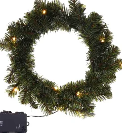 Cheqo Kerstkransen>® Kerstkrans Met Led Verlichting - Krans - Kerstdecoratie - Kerstmis - Met Timer Functie - O35 Cm