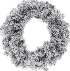 Cheqo Kerstkransen>® Kerstkrans Met Sneeuw - Krans - Kerstdecoratie - Kerstmis - Groen En Wit - O50 Cm