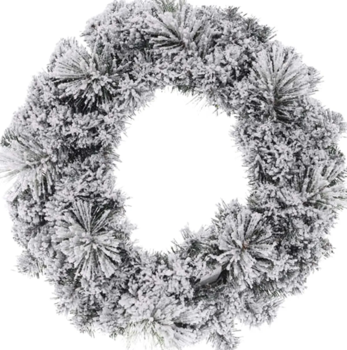 Cheqo Kerstkransen>® Kerstkrans Met Sneeuw - Krans - Kerstdecoratie - Kerstmis - Groen En Wit - O50 Cm