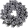 Cheqo Kerstkransen>® Kerstkrans Met Sneeuw - Krans - Kerstdecoratie - Kerstmis - Groen En Wit - O40 Cm