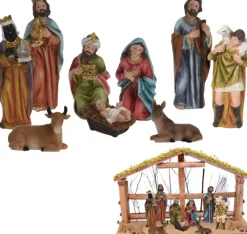 Cheqo Kerststallen>® Kerststal Figuren - Kerststalfiguren - Kerstgroep - Kerstbeeldjes - 9-Delig