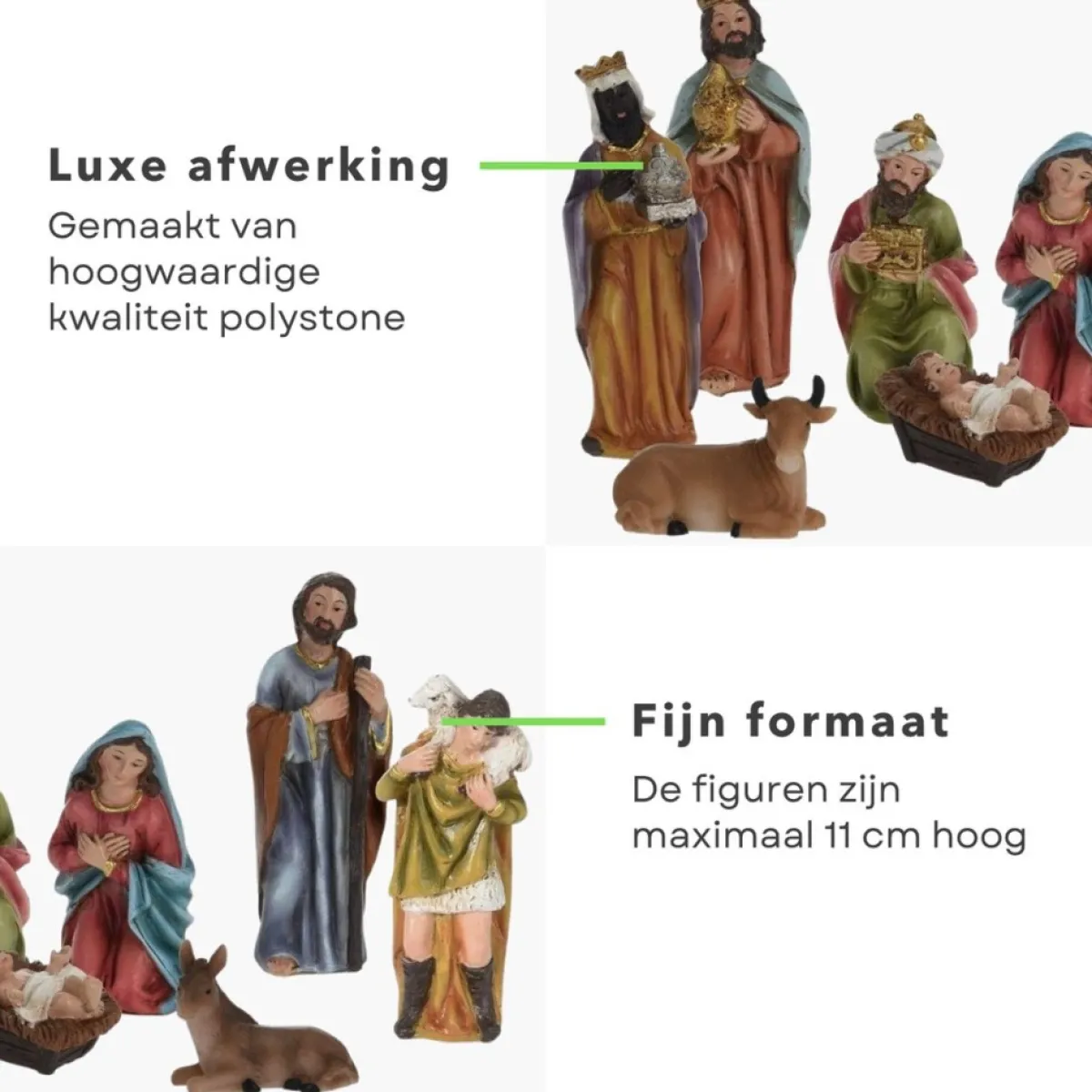 Cheqo Kerststallen>® Kerststal Figuren - Kerststalfiguren - Kerstgroep - Kerstbeeldjes - 9-Delig