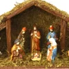 Cheqo Kerststallen>® Kerststal Met 8 Figuren - Kersttafereel - Kerstdorp - 39 X 14 X H22.5Cm