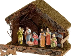 Cheqo Kerststallen>® Kerststal Zonder Figuren - Kersttafereel - Kerstdorp - 32 X 17 X H25Cm