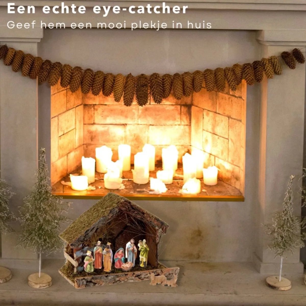 Cheqo Kerststallen>® Kerststal Zonder Figuren - Kersttafereel - Kerstdorp - 32 X 17 X H25Cm
