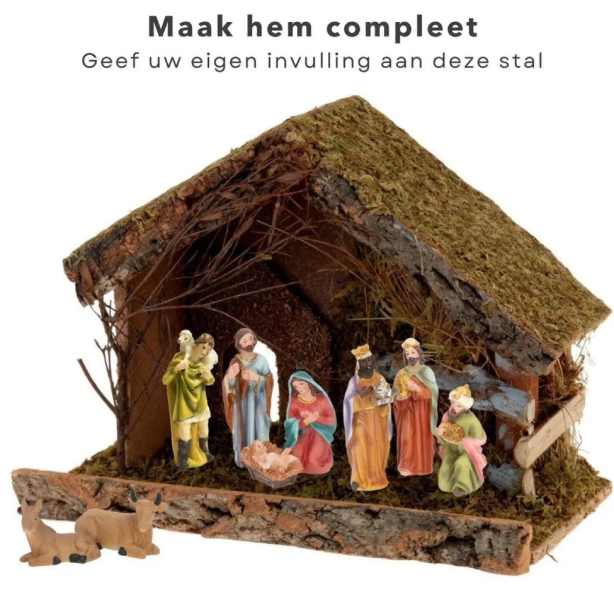 Cheqo Kerststallen>® Kerststal Zonder Figuren - Kersttafereel - Kerstdorp - 32 X 17 X H25Cm