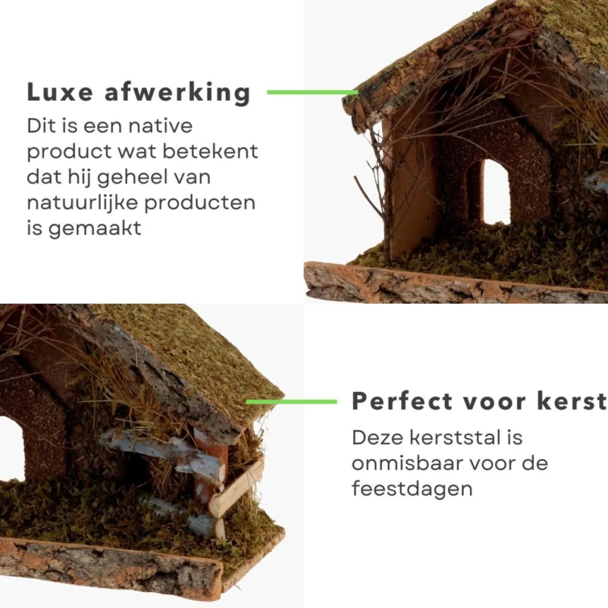 Cheqo Kerststallen>® Kerststal Zonder Figuren - Kersttafereel - Kerstdorp - 32 X 17 X H25Cm