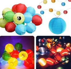 Cheqo ® Lampionnen Slinger - Feestverlichting - Lichtslang - Lichtslinger Lampion - Lampionnen Met Verlichting - Blauw - 4.75 Meter - 20 Lampions Cheap