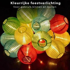 Cheqo ® Lampionnen Slinger - Feestverlichting - Lichtslang - Lichtslinger Lampion - Lampionnen Met Verlichting - Blauw - 4.75 Meter - 20 Lampions Cheap
