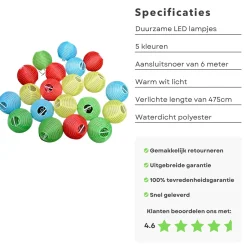 Cheqo ® Lampionnen Slinger - Feestverlichting - Lichtslang - Lichtslinger Lampion - Lampionnen Met Verlichting - Blauw - 4.75 Meter - 20 Lampions Cheap