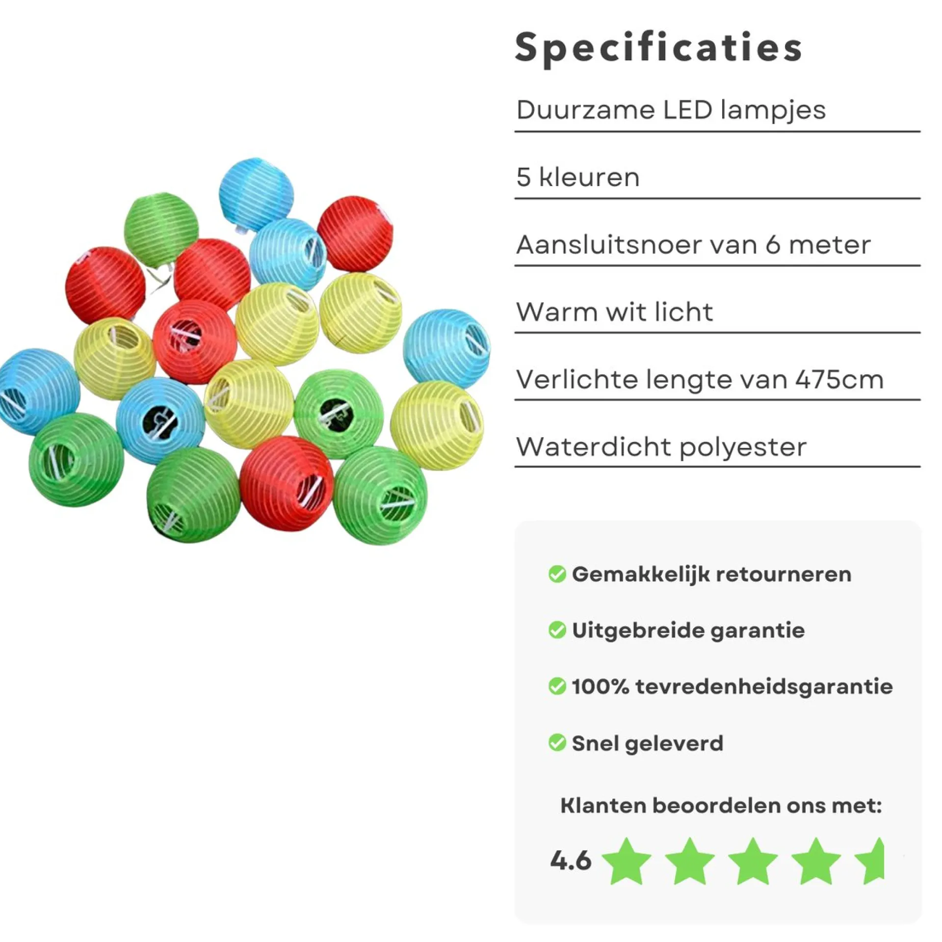 Cheqo ® Lampionnen Slinger - Feestverlichting - Lichtslang - Lichtslinger Lampion - Lampionnen Met Verlichting - Blauw - 4.75 Meter - 20 Lampions Cheap