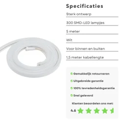 Cheqo ® Ledstrip Led Neonlight - 5M - Koel Wit - Decoratie Lichtslang Voor Binnen En Buiten Store