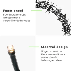 Cheqo Kerstkransen>® Lichtgevende Kerstkrans - Kerstring - Kerstverlichting - Kerstdecoratie - 500 Led - O58Cm - 8 Lichtfuncties - Voor Binnen En Buiten