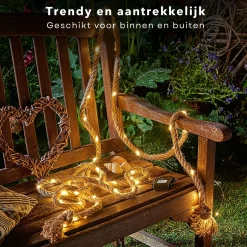 Cheqo ® Lichtslang Van Jute - Jute Touw - Touw Met Led - Lichtsnoer Touw - Touwverlichting - Kerstverlichting - 3 Meter - Op Batterijen New