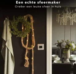 Cheqo ® Lichtslang Van Jute - Jute Touw - Touw Met Led - Lichtsnoer Touw - Touwverlichting - Kerstverlichting - 3 Meter - Op Batterijen New