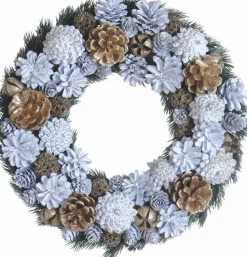 Naturn Christmas Kerstkransen>Chique Kerstkrans - Pina Needle Van Naturn Chistmas | O 33 Cm | Krans Landelijk Rond | Kerstdecoratie Deurkrans | Krans Voor De Kerst | Kerstversiering Kransen | Feestdagen Decoratie | Wit