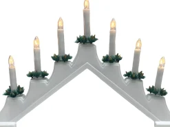 Christmas Decoration Kaarsenbrug - 41 X 6 X 30 Cm -Hout - Wit -7 Leds Outlet
