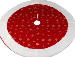 Christmas Decoration Kerstboomrok - Velvet -Rood Met Sterren - D90 Cm Outlet