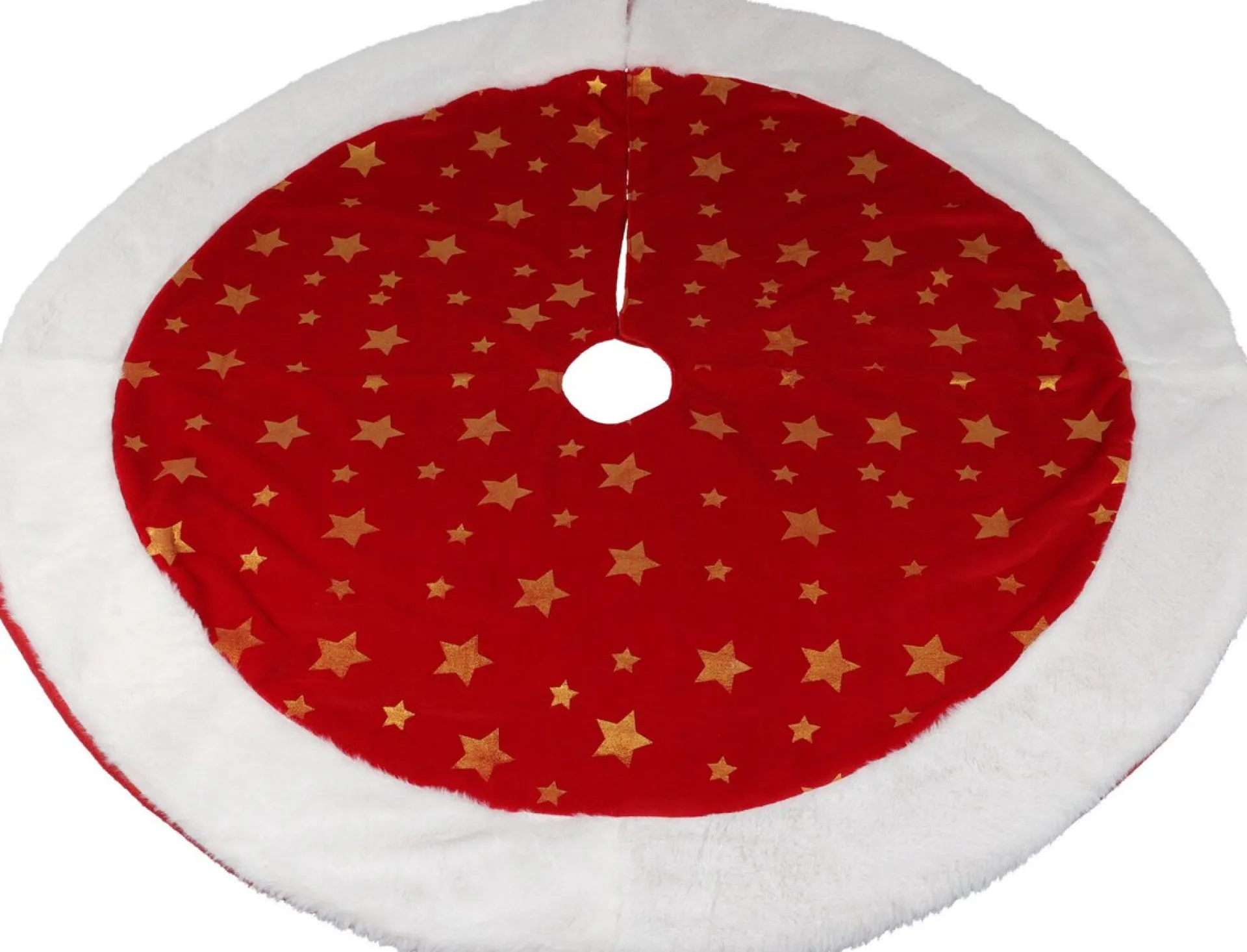 Christmas Decoration Kerstboomrok - Velvet -Rood Met Sterren - D90 Cm Outlet