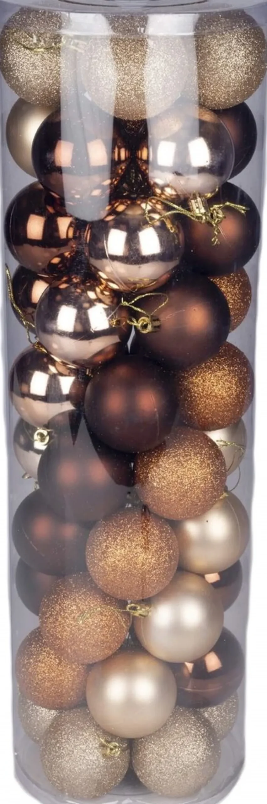 Christmas gifts Kerstboomversieringen> Kerstballen Set 50 Stuks - Bruin/Goud - Mat - Glanzend - Met Glitter
